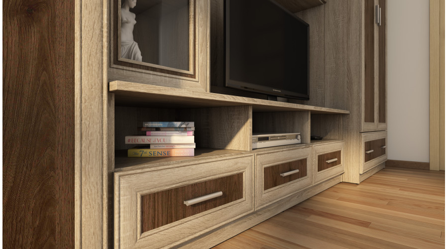 Sieninė spintelė su didele spinta ir kolona 270 × 200 cm, Sonoma Jasna / Orzech Okapi – BOSMAN - Paveikslėlis 4