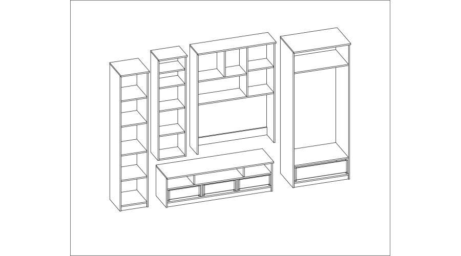 Sieninė spintelė su didele spinta ir kolona 270 × 200 cm, Sonoma Jasna / Orzech Okapi – BOSMAN - Paveikslėlis 6