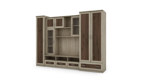 Sieninė spintelė su didele spinta ir kolona 270 × 200 cm, Sonoma Jasna / Orzech Okapi – BOSMAN