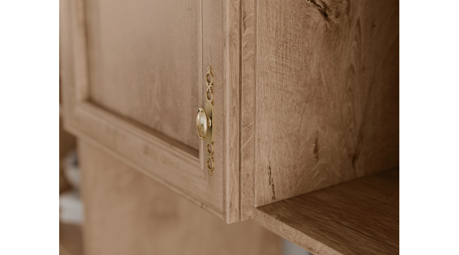 AGATA TV sieninė spintelė su knygų lentyna ir stikline vitrina, 300 × 200 cm, Dąb Lefkas - Paveikslėlis 5