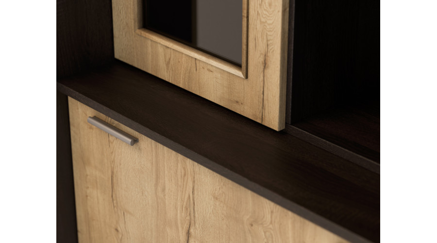 Labai erdvi televizoriaus sieninė spintelė su spinta 405 × 210 cm, Sonoma Ciemna / Dąb Halifax – LENA - Paveikslėlis 4