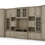 Labai erdvi televizoriaus sieninė spintelė su spinta 405 × 210 cm Sonoma Jasna – LENA