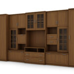 Labai erdvi televizoriaus sieninė spintelė su spinta 405 × 210 cm Wiśnia Porto – LENA