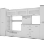 Sieninė spintelė su komoda, strypais ir spinta, 360 × 200 cm, Biel – KENA