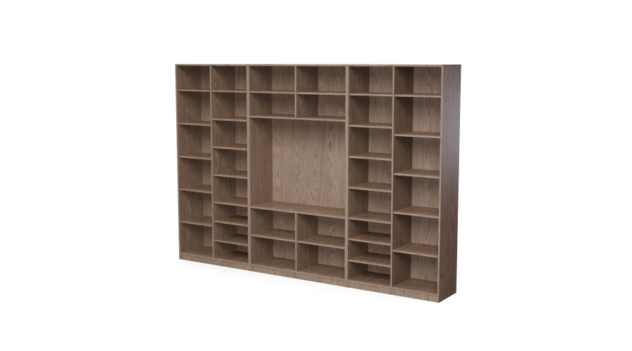 Sieninė spintelė su televizoriaus erdve, spintomis ir vitrinomis 320 × 220 cm, „Baltic Dune Oak“ – LIVIO — изображение 3