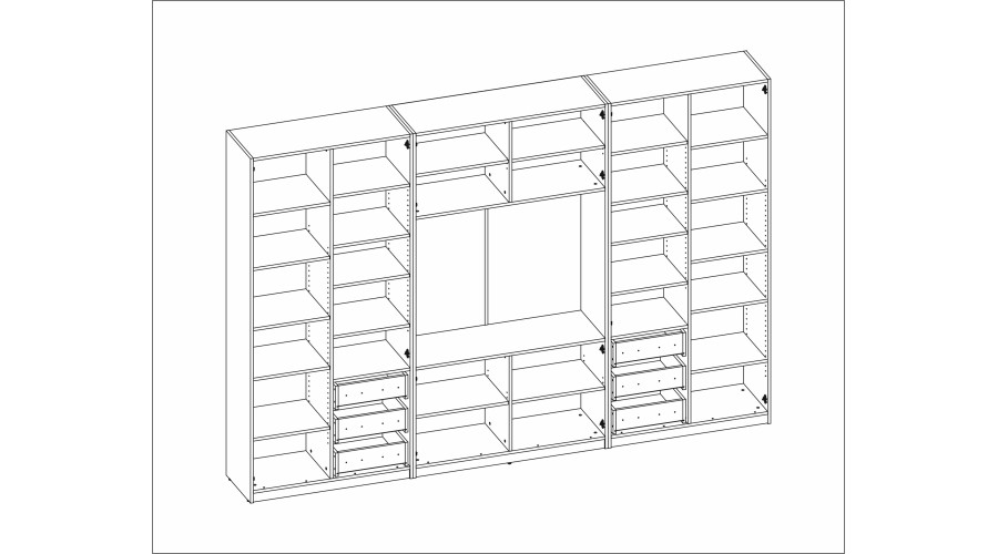 Sieninė spintelė su televizoriaus erdve, spintomis ir vitrinomis 320 × 220 cm, „Baltic Dune Oak“ – LIVIO — изображение 7