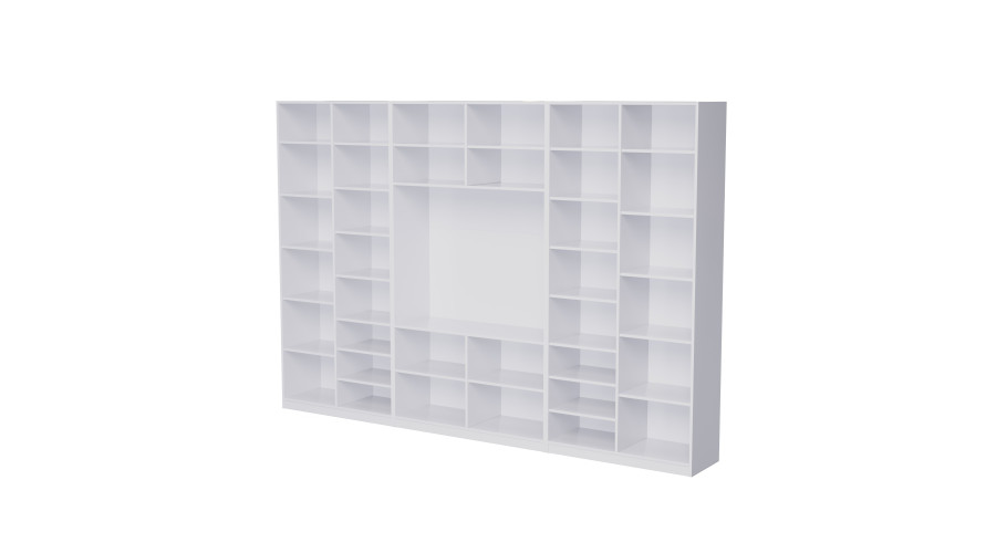 Sieninė spintelė su vieta televizoriui, spintoms ir vitrinoms 303 × 240 cm „Snieguolė“ – LIVIO — изображение 3