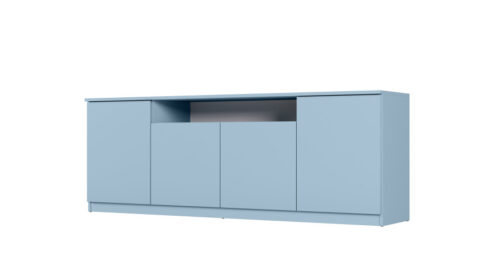 Moderni komoda su „TipOn“ sistema, 200 × 44 cm, kreidos mėlyna – Luna