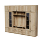 TV spintelė su stiklinėmis vitrinomis 303 × 240 cm, Dąb Grand Naturalny – VERO