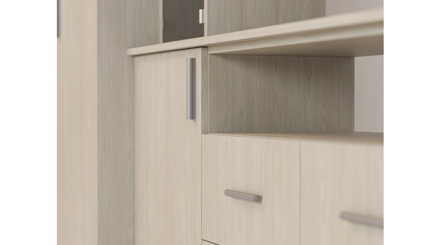 Moderni sieninė spintelė su erdviomis spintomis ir televizoriaus spintele, 380 × 240 cm, Dąb Windmill Pale – NESTO - Paveikslėlis 5