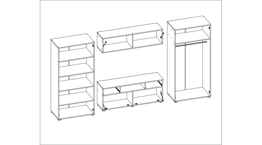 Moderni sieninė spintelė su erdviomis spintomis, televizoriumi, praplatinimais ir spintelėmis 330 × 189 cm, alyvuotas ąžuolas – ZEUS — изображение 7
