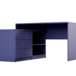 Modernus kampinis rašomasis stalas su stalčiais ir lentynomis 120 × 120 cm Kobalt – NOA
