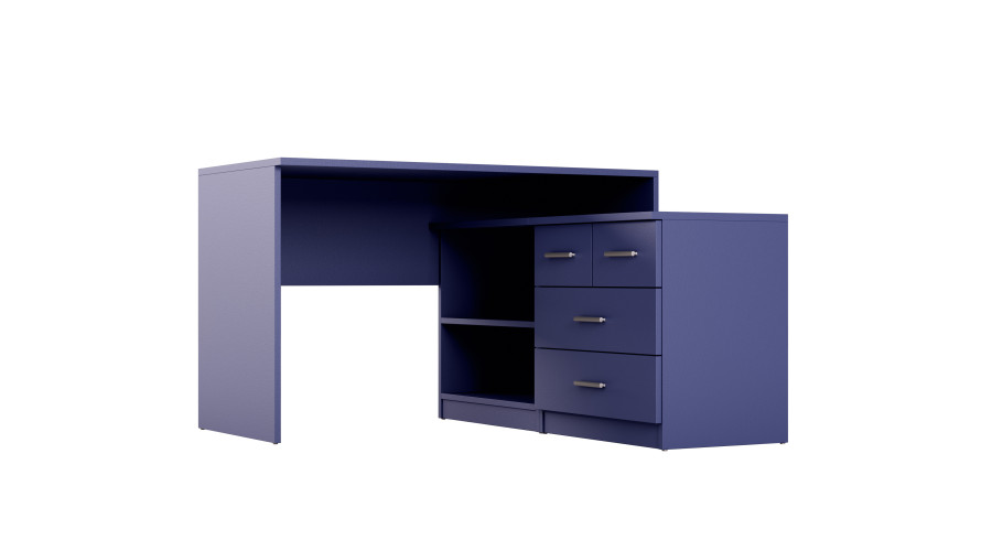 Modernus kampinis rašomasis stalas su stalčiais ir lentynomis 120 × 120 cm Kobalt – NOA - Paveikslėlis 4