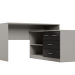 Modernus kampinis rašomasis stalas su stalčiais ir lentynomis, 120 × 120 cm, zary / Czarny Onyx – NOA