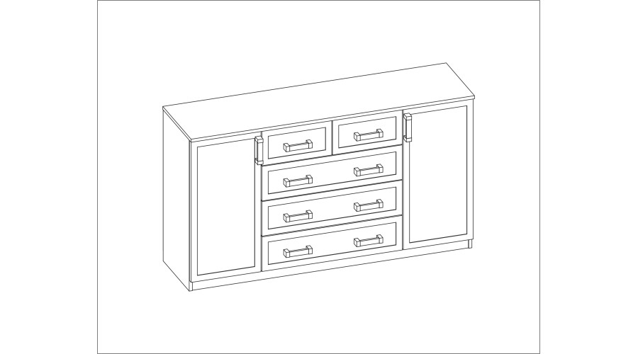 Erdvi komoda su spintelėmis ir mažais bei dideliais stalčiais, 160 cm, Olcha – LINEA — изображение 4