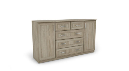 Erdvi komoda su spintelėmis ir mažais bei dideliais stalčiais, 160 cm, Sonoma Jasna – LINEA