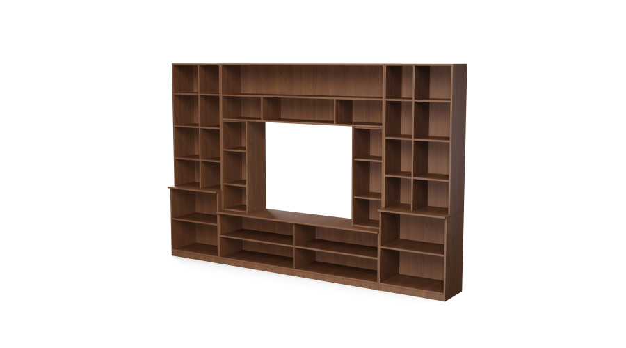 Erdvi sieninė spintelė su atviromis lentynomis, stalčiais ir spintelėmis 340 × 220 cm Wiśnia Porto – MODENA — изображение 3