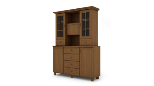 Stiklinė vitrina su spintelėmis ir stalčiais 150 cm Wiśnia Porto – VERA