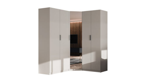 Modulinė kampinė spinta 270 cm, kašmyro smėlio spalvos – MAX Premium komplektas