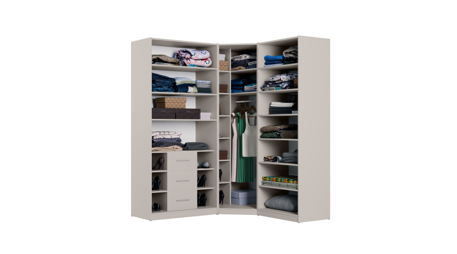 Modulinė kampinė spinta 270 cm, kašmyro smėlio spalvos - MAX Premium komplektas — изображение 3