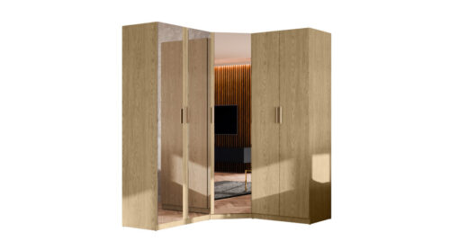 Modulinė kampinė spinta su veidrodžiais, „Baltic Dune Oak“ – MAX Premium komplektas