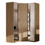 Modulinė kampinė spinta 278 cm su veidrodžiais Carpenter Whiskey Oak - MAX Premium komplektas