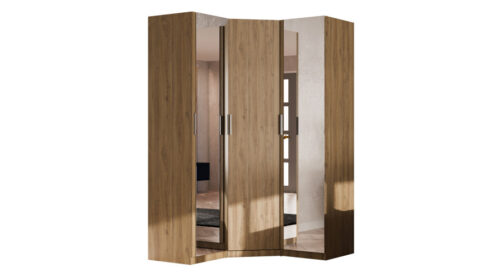 Modulinė kampinė spinta 278 cm su veidrodžiais Carpenter Whiskey Oak – MAX Premium komplektas