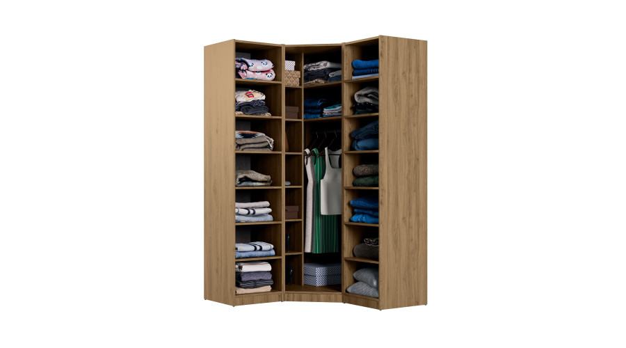 Modulinė kampinė spinta 278 cm su veidrodžiais Carpenter Whiskey Oak - MAX Premium komplektas - Paveikslėlis 3