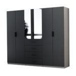 Modulinė spinta 260 cm juodo onikso + šviesiai pilkos spalvos - MAX Premium komplektas