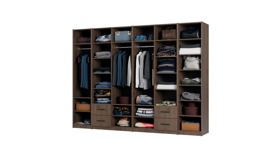 300 cm modulinė spinta su veidrodžiais Okapi riešuto spalvos - MAX Premium komplektas - Paveikslėlis 3