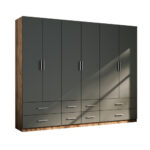 Modulinė spinta 270 cm Lefkas ąžuolas tamsus + grafito pilka - MAX Premium komplektas MAX modulinė spintų sistema