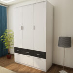 Spinta 140/216 - pakabinimo karnizas, lentynos, išoriniai stalčiai