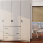 Spinta 200/220 - pakabinimo karnizas, vidinės lentynos, išoriniai stalčiai