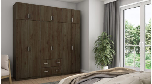 Spinta 222/230 – drabužių kabykla, lentynos, vidiniai stalčiai