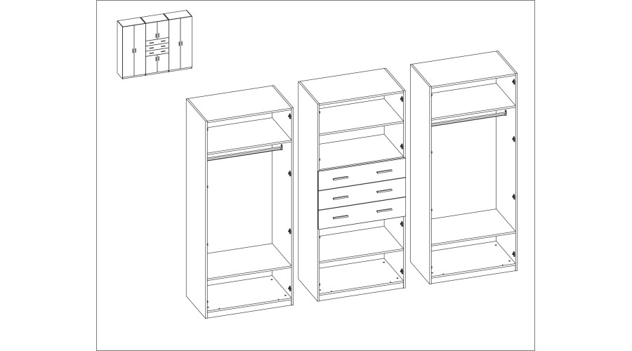 Spinta 225/210 - drabužių kabykla, vidinės lentynos, išoriniai stalčiai — изображение 5