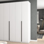 Spinta 240/240 - drabužių kabyklos, vidinės lentynos, išoriniai stalčiai