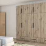 Spinta 260/240 - drabužių kabyklos, vidinės lentynos, išoriniai stalčiai