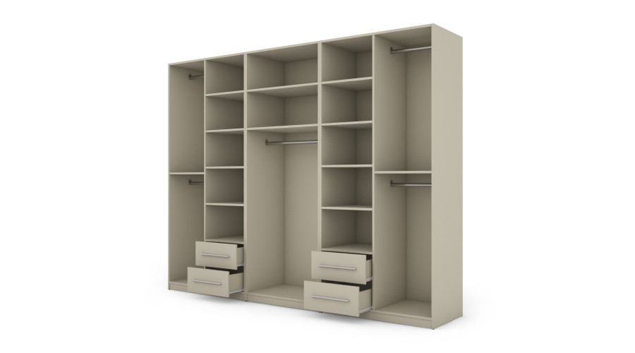 Spinta 280/220 - drabužių kabykla, vidinės lentynos, erdvūs išoriniai stalčiai — изображение 2