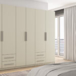 Spinta 280/220 - drabužių kabykla, vidinės lentynos, erdvūs išoriniai stalčiai