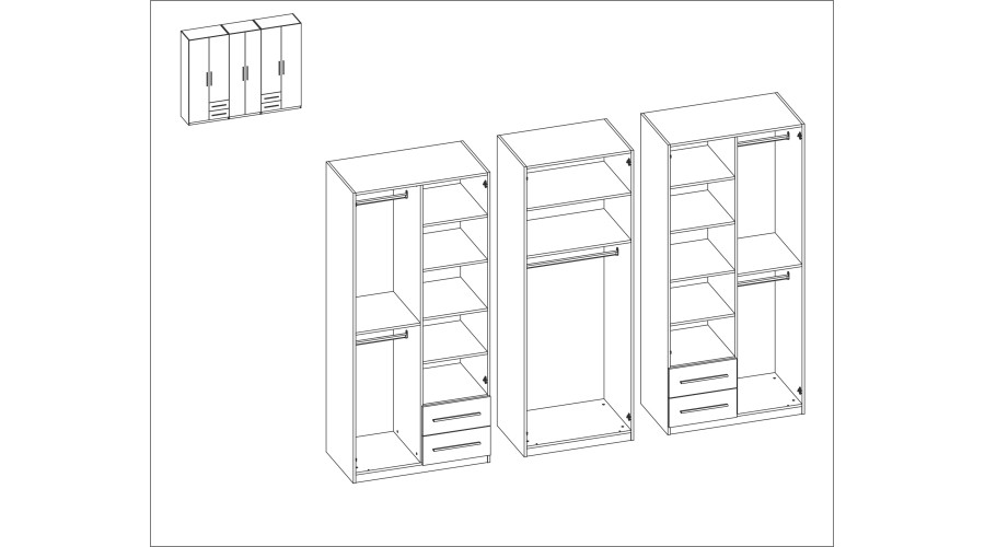 Spinta 280/220 - drabužių kabykla, vidinės lentynos, erdvūs išoriniai stalčiai — изображение 6