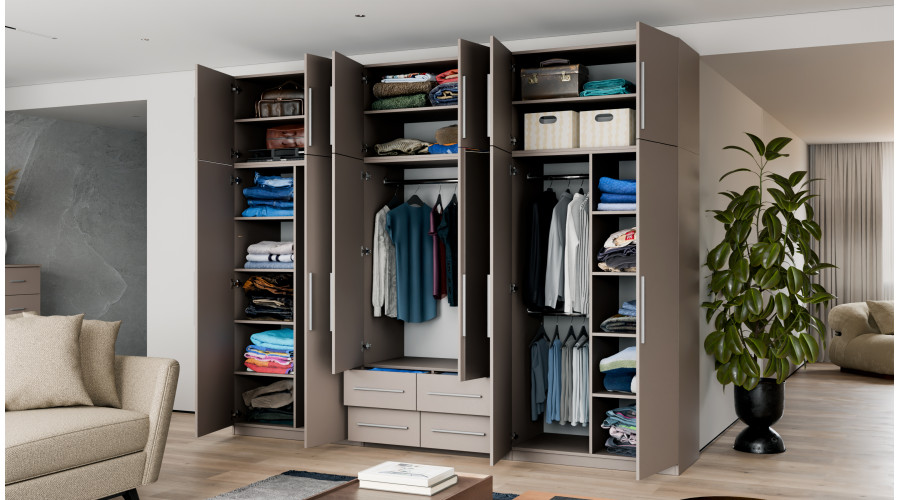 Spinta 300/240 - drabužių kabyklos, vidinės lentynos, erdvūs išoriniai stalčiai — изображение 3