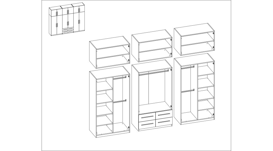 Spinta 300/240 - drabužių kabyklos, vidinės lentynos, erdvūs išoriniai stalčiai — изображение 7