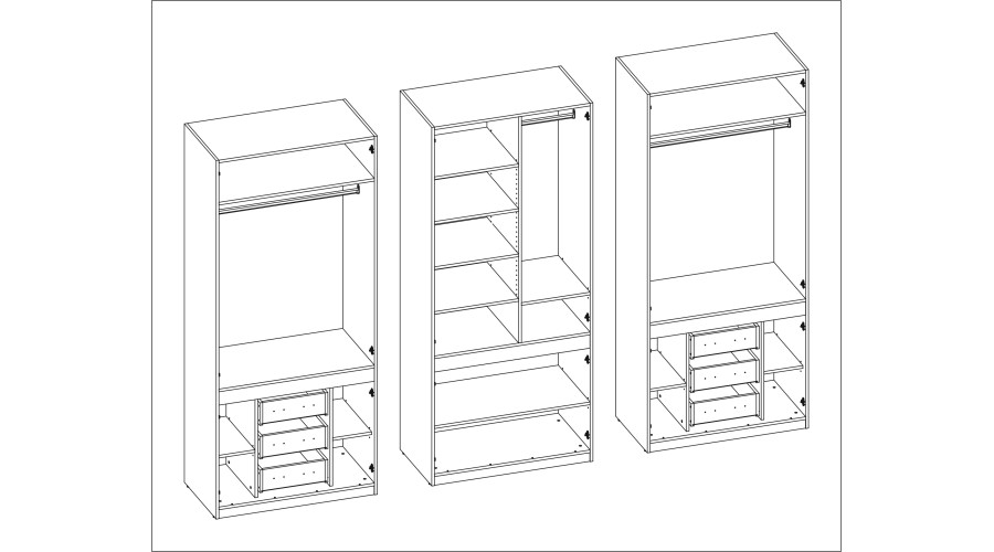 Spinta 310/240 - drabužių kabyklos, vidinės lentynos, vidiniai stalčiai, veidrodis — изображение 5