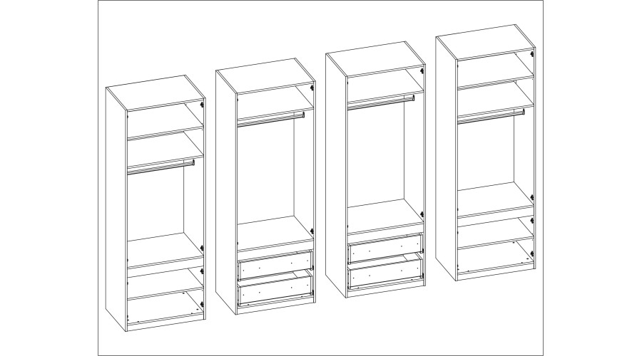 Spinta 320/230 - drabužių kabykla, vidinės lentynos, išoriniai stalčiai, veidrodis — изображение 5