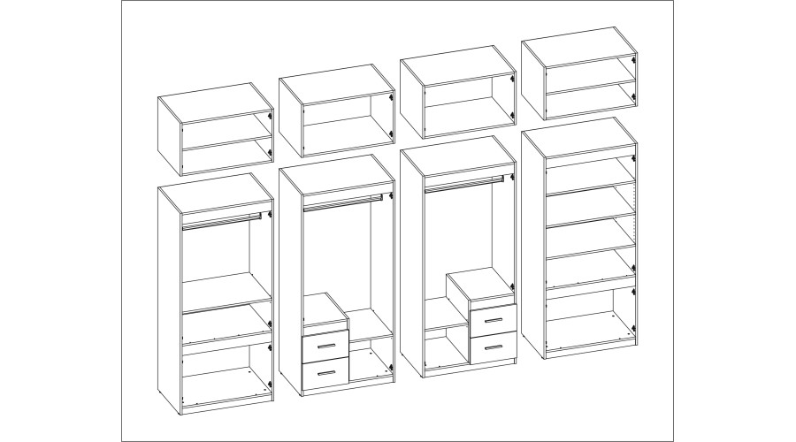 Spinta 340/240 - drabužių kabyklos, vidinės lentynos, erdvūs išoriniai stalčiai — изображение 6