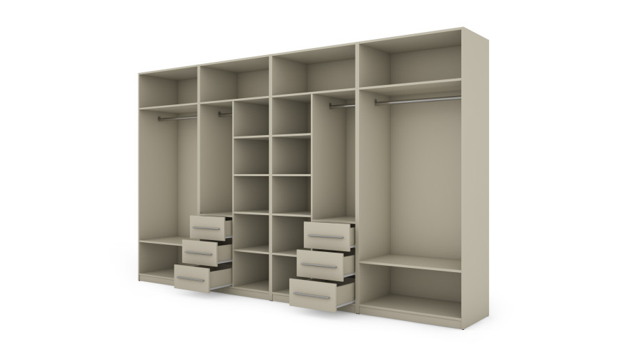 Spinta 360/220 - drabužių kabyklos, vidinės lentynos, išoriniai stalčiai, spintelės, veidrodis — изображение 2