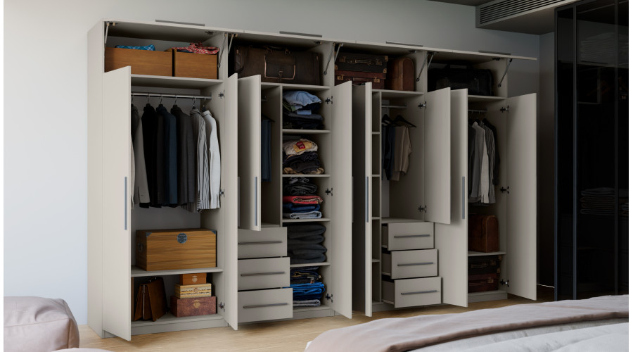 Spinta 360/220 - drabužių kabyklos, vidinės lentynos, išoriniai stalčiai, spintelės, veidrodis — изображение 3