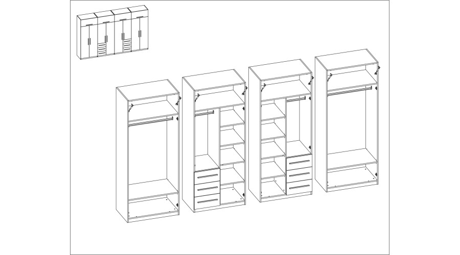 Spinta 360/220 - drabužių kabyklos, vidinės lentynos, išoriniai stalčiai, spintelės, veidrodis — изображение 7