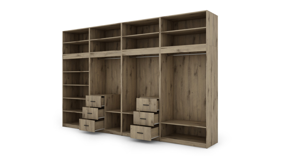 Spinta 380/240 - drabužių kabyklos, vidinės lentynos, erdvūs išoriniai stalčiai - Paveikslėlis 2