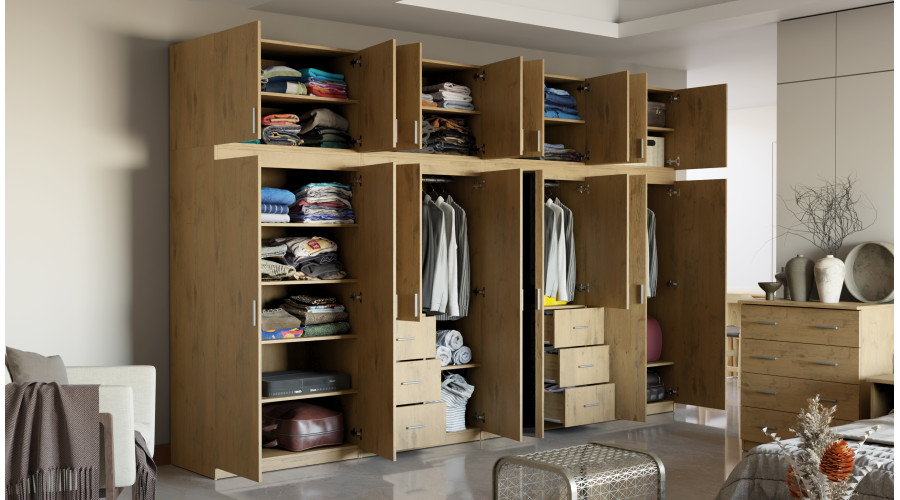 Spinta 380/240 - drabužių kabyklos, vidinės lentynos, erdvūs išoriniai stalčiai - Paveikslėlis 3